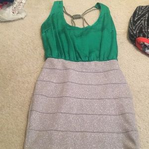 Green and silver going out club dress